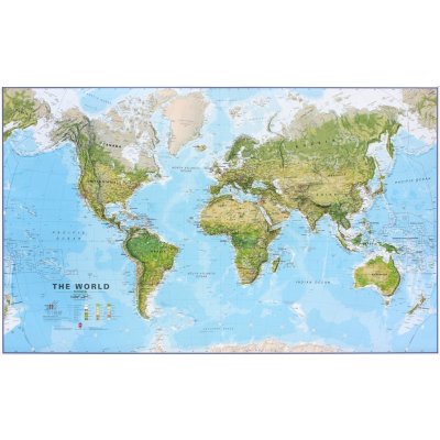 Maps International Svět - nástěnná zeměpisná mapa 135 x 85 cm Varianta: bez rámu v tubusu, Provedení: laminovaná mapa v lištách