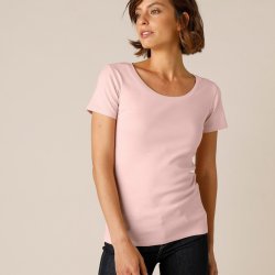 Blancheporte Jednobarevné tričko s krátkými rukávy bio bavlna růžová pudrová