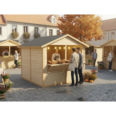 nejzahradnidomek.cz Dřevěný prodejní stánek 1 2,8 × 2,8 m, natur – Hledejceny.cz