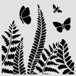 Stamperia Plastová šablona 18 × 18 cm Kapradí a motýlci – Sleviste.cz