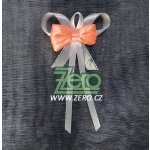 Vonička (vývazek) svatební - bílo-stříbrná s lososovou mašličkou – Zboží Dáma