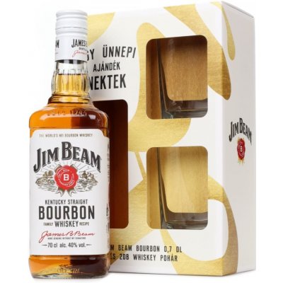 Jim Beam White 40% 0,7 l (dárkové balení 2 sklenice) – Zbozi.Blesk.cz