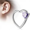 Piercing Šperky4U piercing do nosu ucha srdce, fialový kamínek N0058-TZ