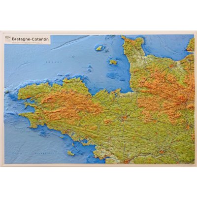 IGN Bretaň - plastická mapa 80 x 113 cm