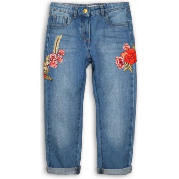 Minoti Rebel 10 kalhoty dívčí džínové s výšivkami modrá