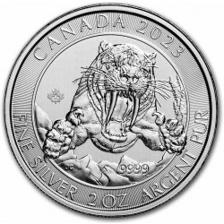 Royal Canadian Mint Doba ledová s děsivou šavlozubou kočkou Sabre-tooth Cat 2023 RCM 2 oz
