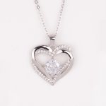 Drahokamia Stříbrný náhrdelník s dvojitým srdcem a zirkony 236/MOD Bílý – Zboží Dáma