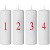 Svíčka Emocio adventní 40x120 bílé barvy s červeným potiskem čísel 4 x 125 g
