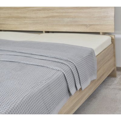 Praktik Přehoz na postel bavlněný OPTIMUS, jednobarevný šedý, vaflový, 225x230cm, dvoulůžkový – Zboží Dáma