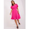 Dámské šaty Italy Moda elegantní mini šaty s páskem -dhj-sk-5648.07-dar pink Tmavě růžové
