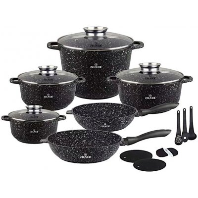 Zilner Sada titanových hrnců 17ks ZL-8536 mramor JUMBO hrnec indukce – Zboží Dáma