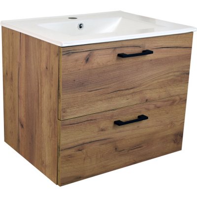 BPS-koupelny Koupelnová skříňka s keramickým umyvadlem Agria NEW GO 60 - zlatý dub
