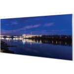 akrylový obraz Varšavský stadion river most v noci 100x50 cm