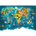 Magnetická mapa Světa, dětská, zvířata (samolepící feretická fólie) 96 x 66 cm