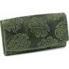Peněženka Dámská peněženka kožená růže ornamenty 9,5x18 cm 6 zelená