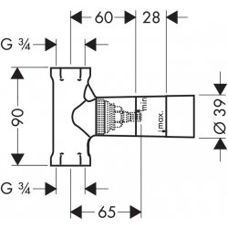 HANSGROHE Montážní tělesa Základní těleso 130 l/min pro uzavírací ventil s vřetenem pod omítku, DN20 (15970180)