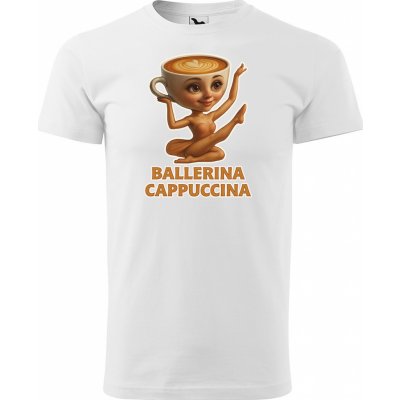 Sablio Tričko s potiskem Ballerina cappuccina Italian Brainrot bílé – Zboží Dáma