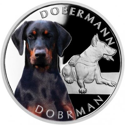 Česká mincovna Stříbrná mince Psí plemena Dobrman proof 1 oz – Zboží Dáma