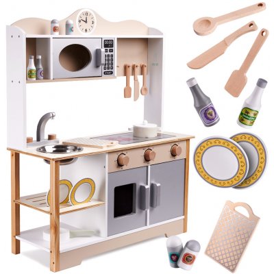 KIK KX5548 LULILO Dětská dřevěná kuchyňka MDF KUKETO + příslušenství – Zboží Dáma