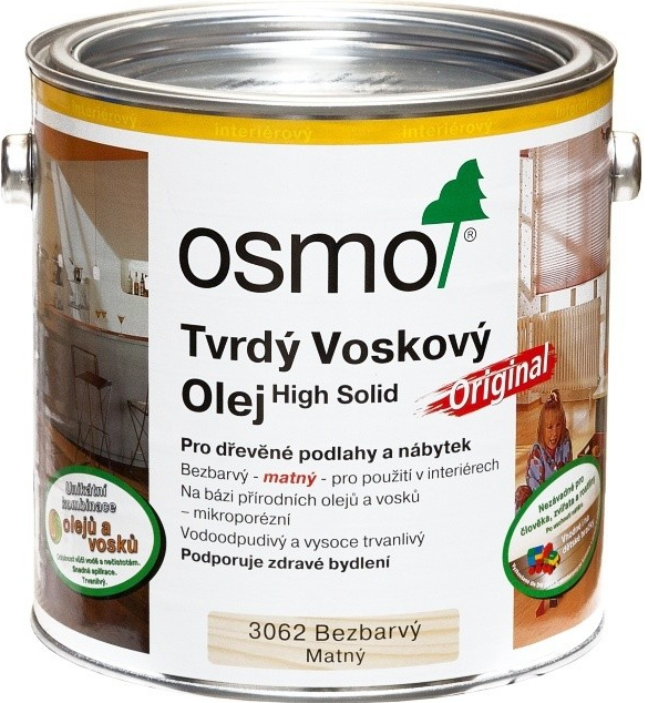 Osmo 3062 Tvrdý voskový olej Original 0,75 l Bezbarvý matný