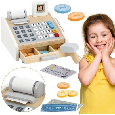 Viga Toys Dřevěná pokladna šedá a bílá – Sleviste.cz