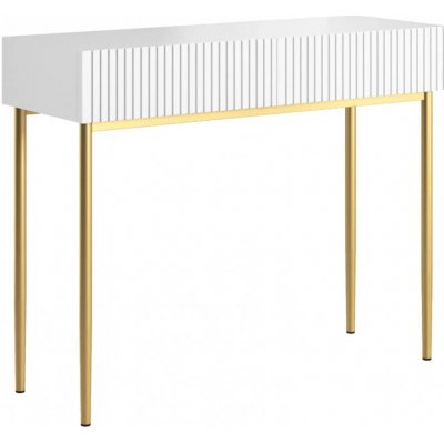 Bogart toaletní stolek Nicole 100 cm se zásuvkami bílý mat zlaté nohy – Zboží Mobilmania