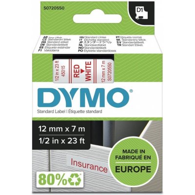 DYMO páska D1 12mm x 7m, červená na bílé, 45015, S0720550 – Zbozi.Blesk.cz