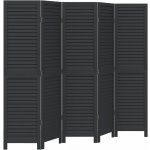 vidaXL Paraván 5dílný černý masivní dřevo pavlovnie 358853 – Sleviste.cz