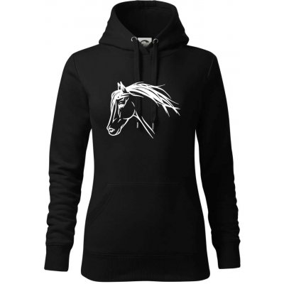 Kůň hlava celá mikina dámská Cape s kapucí Černá – Zboží Mobilmania