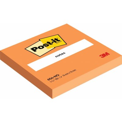 Bloček samolepicí 3M Post-it 654-NO, 76x76 mm, oranžový, 100 lístků – Hledejceny.cz