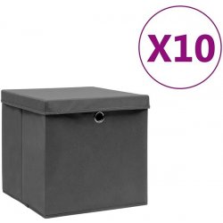 Shumee Úložné boxy s víky 10 ks 28 x 28 x 28 cm šedé