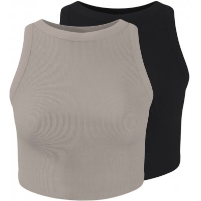 esmara Dámský žebrovaný crop top 2 kusy černá/šedá – Sleviste.cz