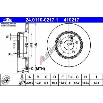 ATE Brzdový kotouč - 290 mm AT 410217 | Zboží Auto