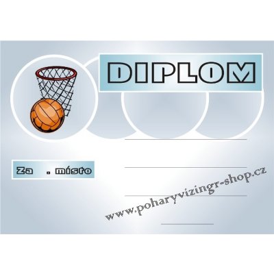 VIZINGR Basketbal diplom A4 č.8 Basket č.8 BEZ TEXTU – Zboží Dáma