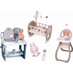 Smoby Set zdravotnický pult pro lékaře Baby Care Center s jídelní židličkou a postýlka s klokankou a lahví – Zboží Mobilmania