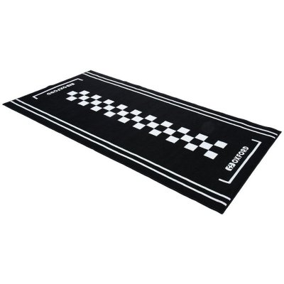 Textilní koberec pod motocykl CAFE L, OXFORD (bílá/černá, rozměr 200 x 100 cm, splňující předpisy FIM) – Hledejceny.cz