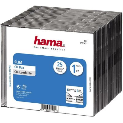 Hama útlý obal na CD 00051167 1 CD/DVD/Blu-Ray transparentní, černá polystyren 25 ks – Zboží Živě