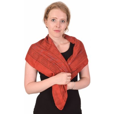 Sanu Babu šátek s drobným potiskem květin červený – Zboží Dáma