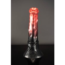 Twisted Beast Orobas Demon Blood Ombre Large prémiové silikonové dildo s Vac U Lock přísavkou 35 x 5,5 - 9,3 cm