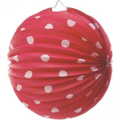 Lampion papírový kulatý, červený, 25 cm – Zboží Dáma