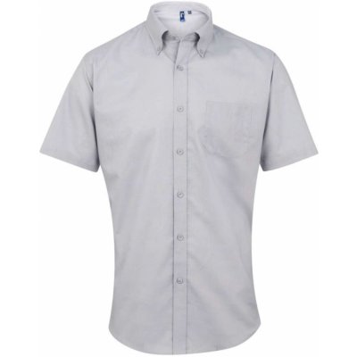 Premier pánská košile s krátkým rukávem Signature stříbrná – Sleviste.cz