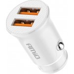 Nabíječka USB, Bílá, 2x USB-A, 2.1A, 12/24V
