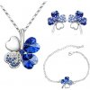 Sisi Jewelry souprava náhrdelníku náušnic a náramku čtyřlístek SET2045-NTSET9554/4 Tmavě modrá