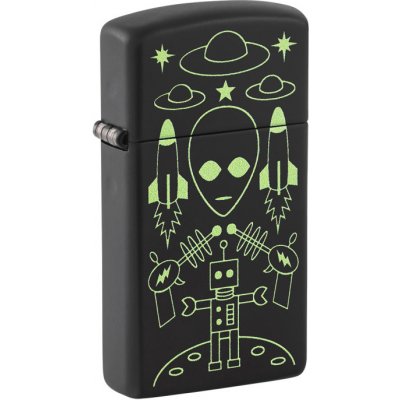 Zippo Benzínový Slim® Alien Invasion Design – Zboží Mobilmania