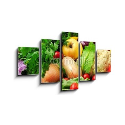 Obraz 5D pětidílný - 125 x 70 cm - fresh fruits and vegetables čerstvé ovoce a zeleninu – Zboží Mobilmania