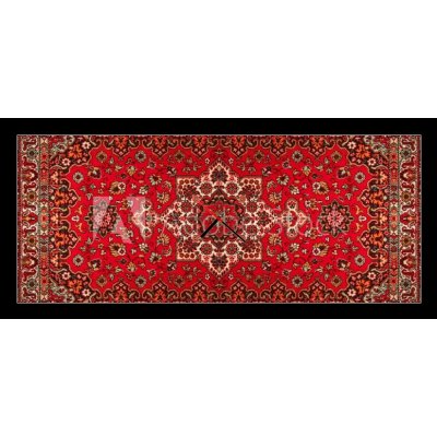 Obraz s hodinami 1D panorama - 120 x 50 cm - Old Persian carpet with pattern. top view Starý perský koberec se vzorem. pohled shora – Zboží Mobilmania