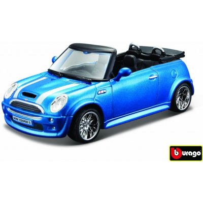 Bburago Kovový model auta Mini Cooper S Cabriolet metalíza modrá 1:32 – Zboží Mobilmania