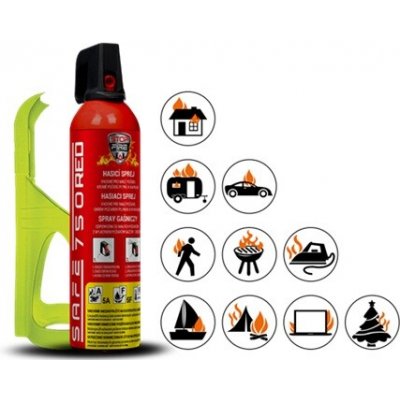 Safehome Hasicí sprej SAFE 750 RED 750ml pěnový + držák 75F 06560993 – Zbozi.Blesk.cz