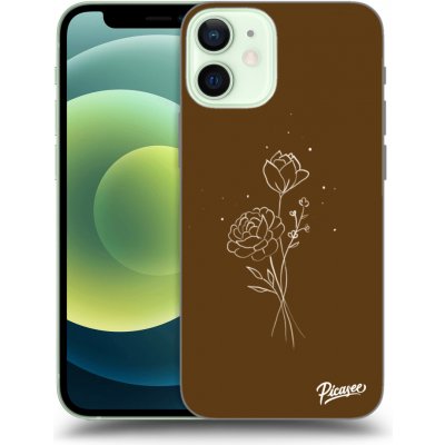 Pouzdro Picasee silikonové Apple iPhone 12 mini - Brown flowers černé – Hledejceny.cz