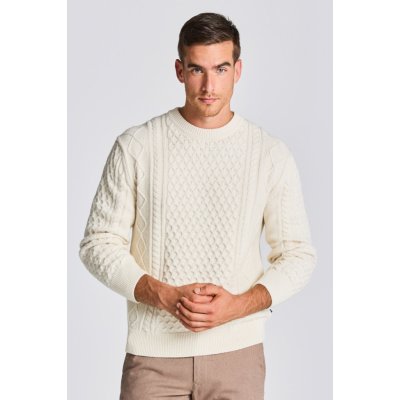 Gant D2. Aran Cable C-neck bílá – Zboží Mobilmania